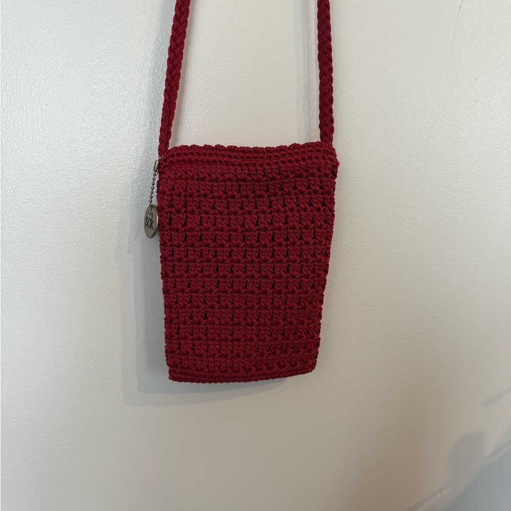 The Sak Red Crochet Shoulder Bag with Gothic Charm - Picture 12 of 12